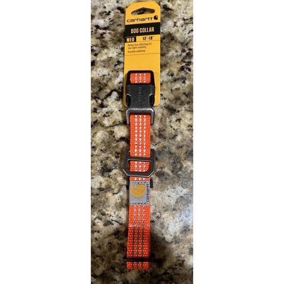 Carhartt Dog Collar Hunter Reflective Orange/ Nickel‎ Medium 12" To 18" NWT - Picture 1 of 6